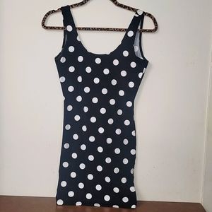 Forever21 black and white polka dot short dress cute low back size small